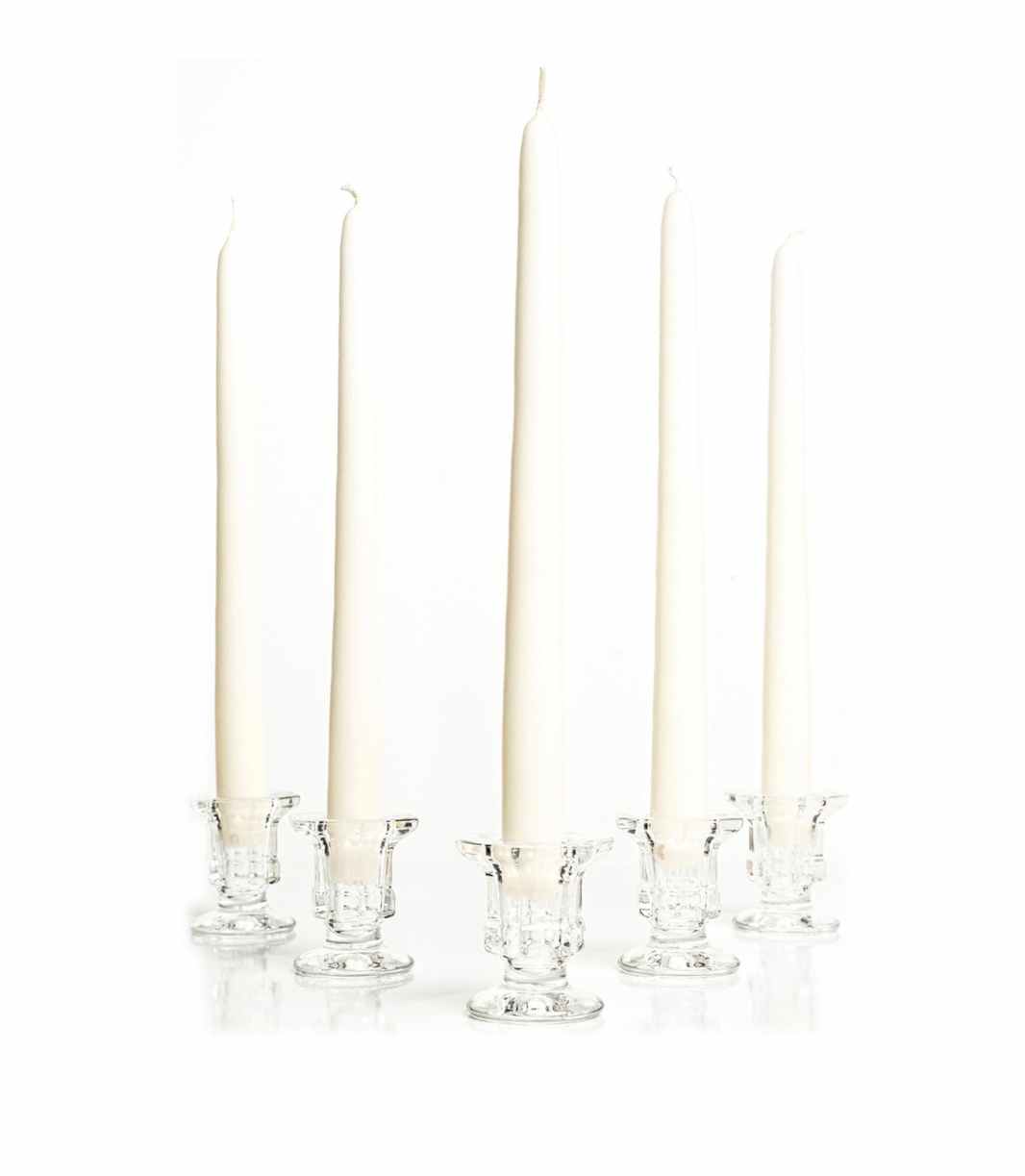 Taper Candle Holders Set of 2, Clear Glass Candlestick Holder Fit 0.8 Inch  Candles, 4 Inch Tall Crystal Decorative Candle Stand Centerpiece for Table