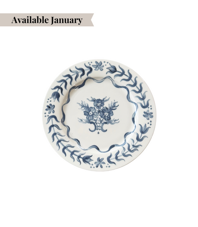 bread plate with blue floral design pattern
