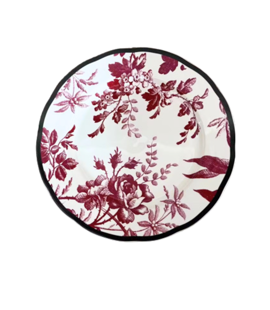 Red Floral Dinner Plate