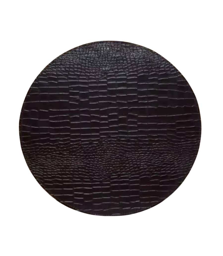 Leather Charger Mat Croco/Solid Reversible - Black