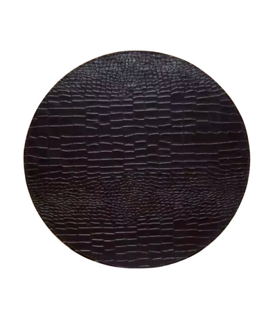 Leather Charger Mat Croco/Solid Reversible - Black