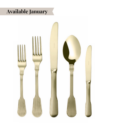 gold cutlery with modern shape and detailing