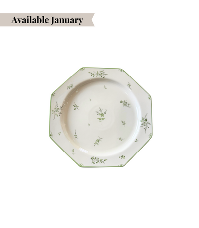 decorative green bread plate with unique shape and floral pattern
