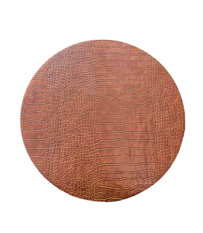 reversible leather charger mat with crocodile pattern and solid tan colour