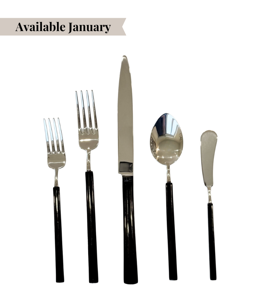 Silver cutlery with sleek black handle