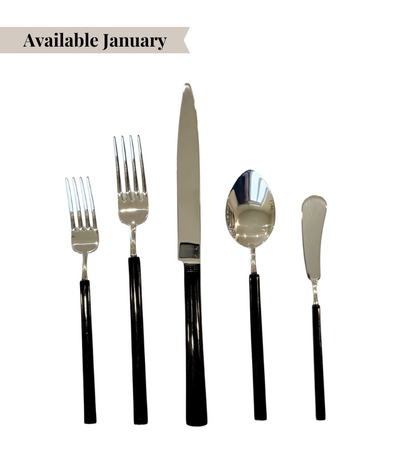 Silver cutlery with sleek black handle
