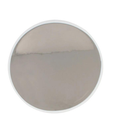 Porcelain charger plate with metallic platinum surface