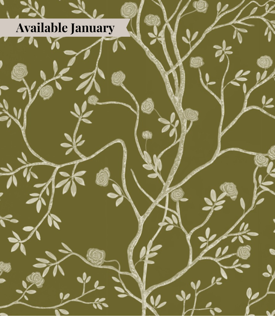 olive tablecloth with embroidered floral pattern