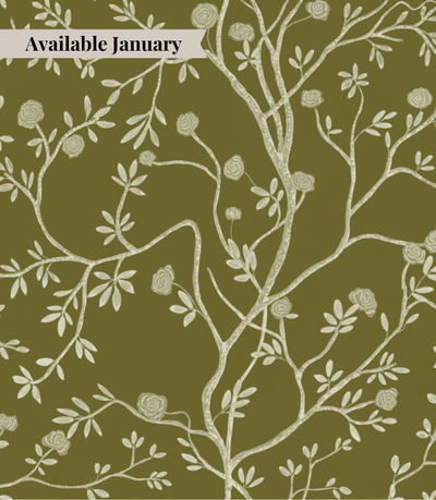 olive tablecloth with embroidered floral pattern