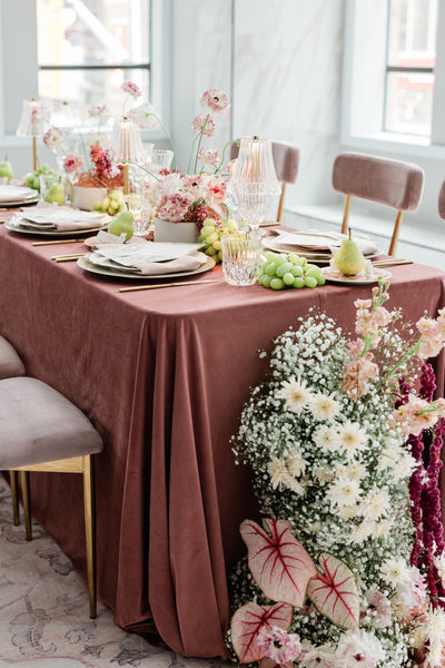 Velvet Tablecloth 108"x156" Buffet - Dusty Rose