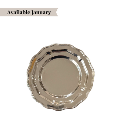 silver bread plate with scalloped edge 