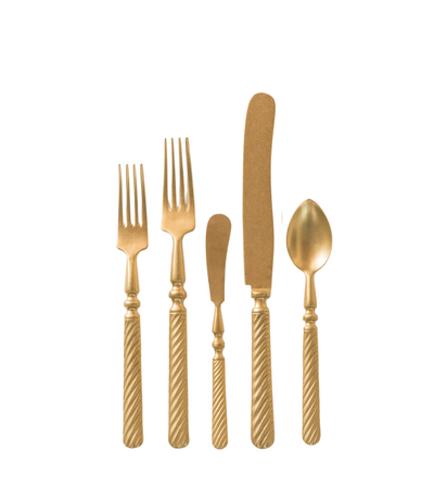 matte gold cutlery with textured vintage style handles