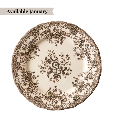 dinner plate with brown vintage floral design 