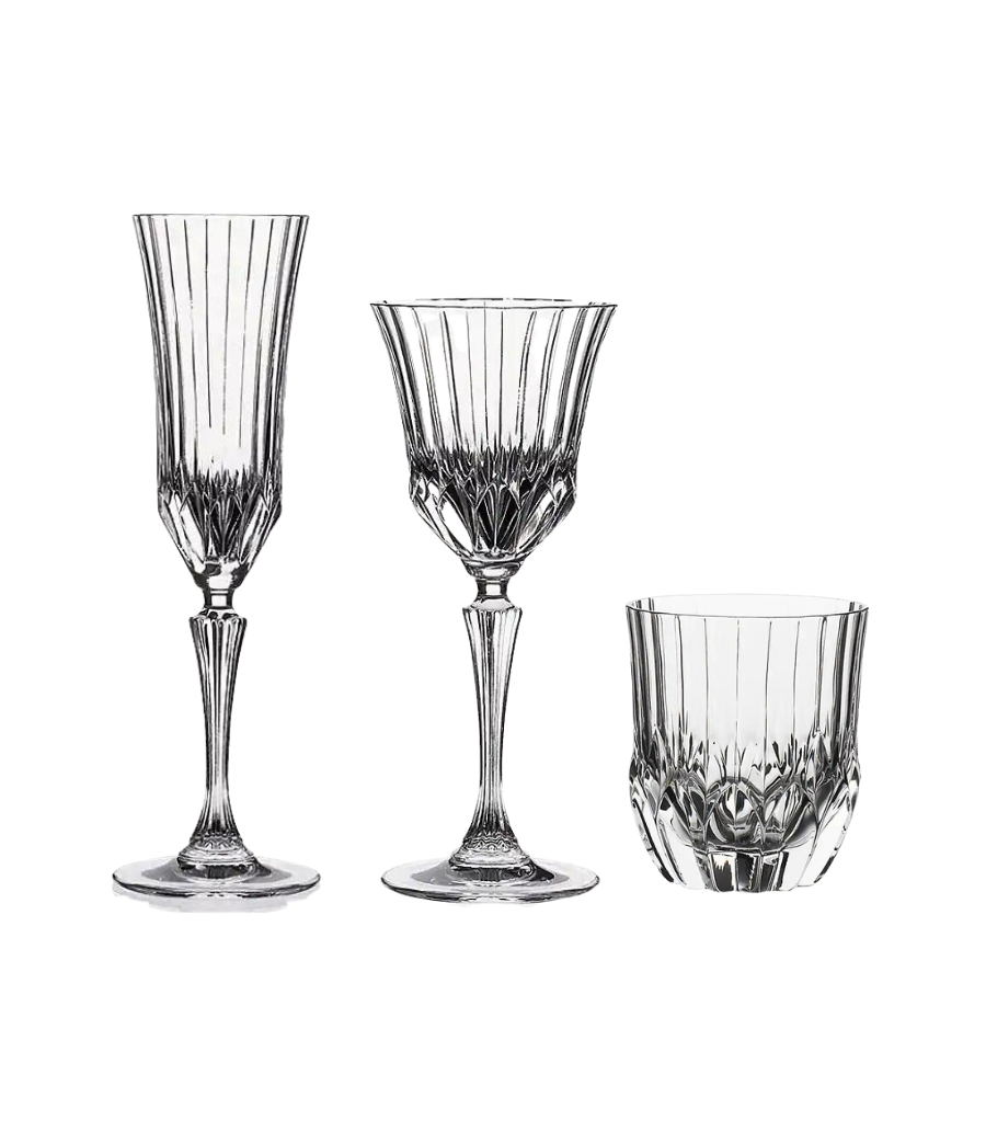 clear crystal glassware with elegant tapered shape 
