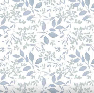 linen tablecloth with blue floral pattern 