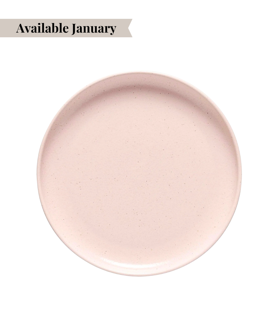 blush ceramic charger plate with a matte finish