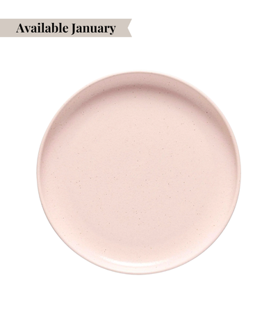 blush ceramic charger plate with a matte finish