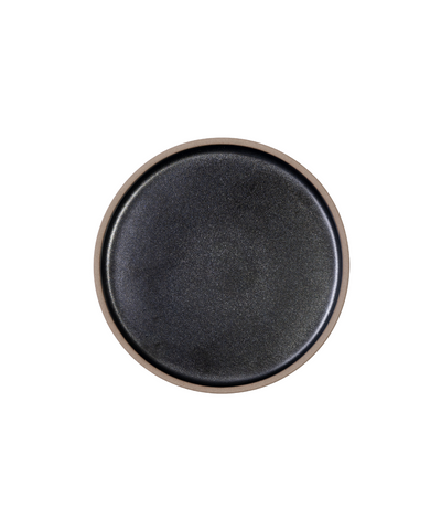 black clay salad plate with raised edge 