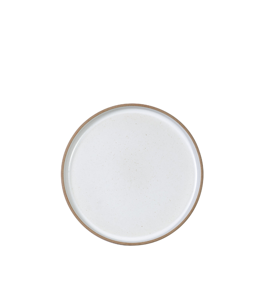 white clay bread plate with raised edge 