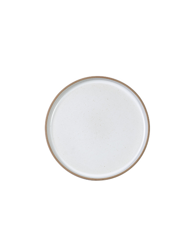 white clay bread plate with raised edge 