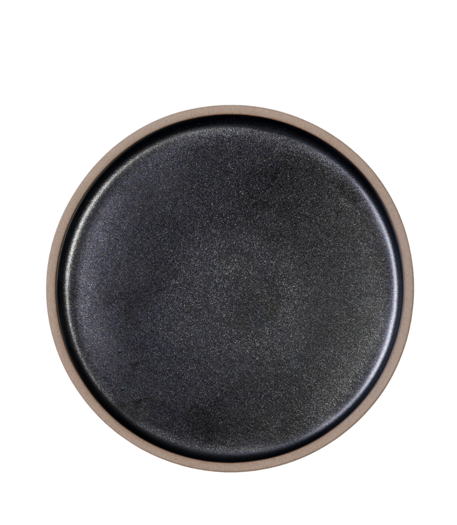 black clay charger plate with raised edge 
