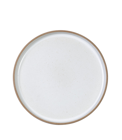 white clay charger plate with raised edge 