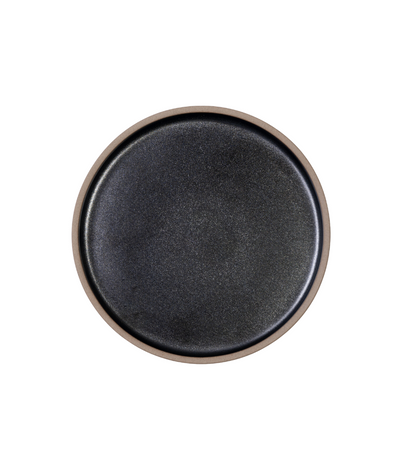 black clay salad plate with raised edge 