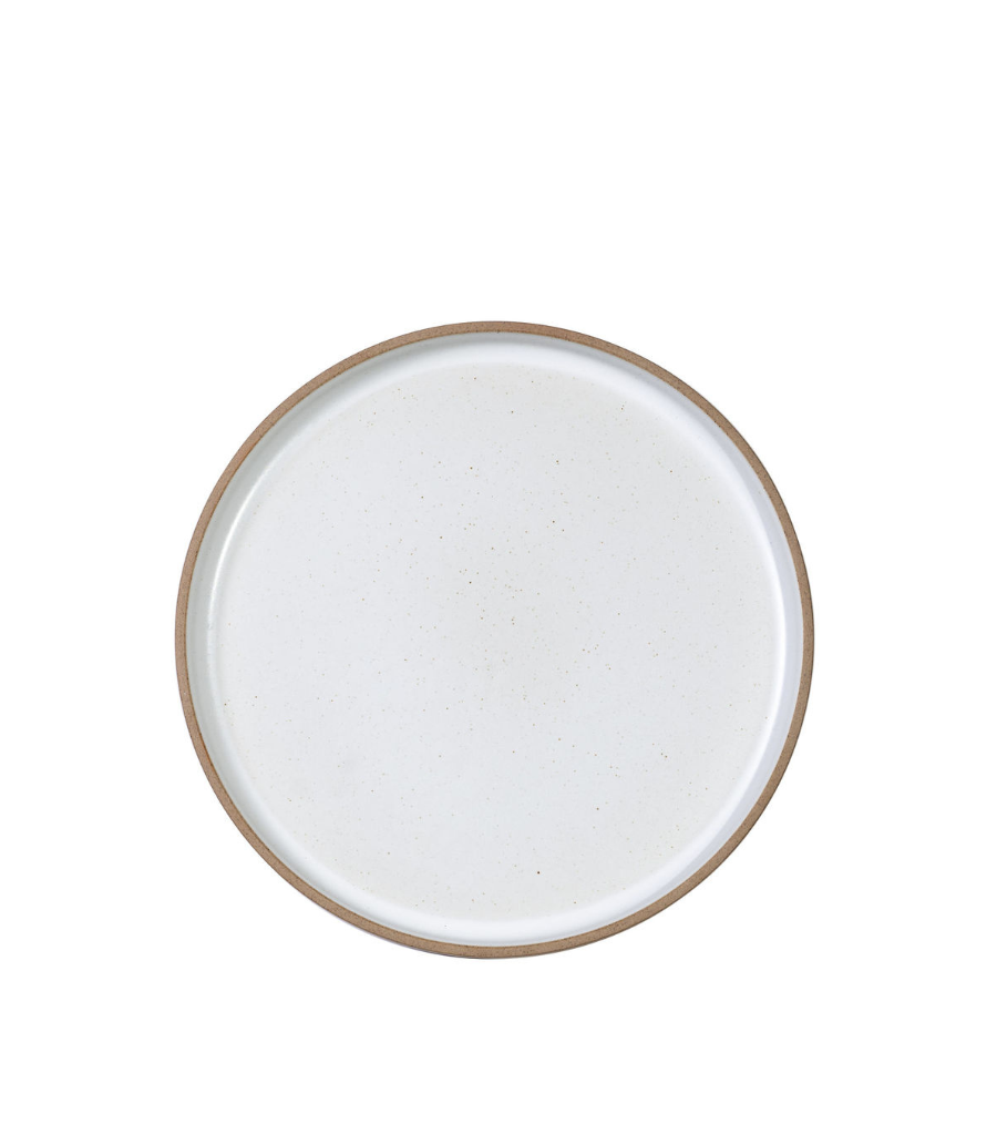 white clay salad plate with raised edge 