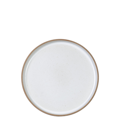 white clay salad plate with raised edge 