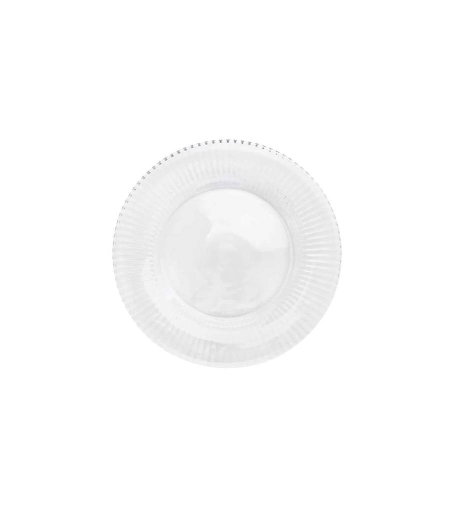 clear glass bread plate with ribbed rim