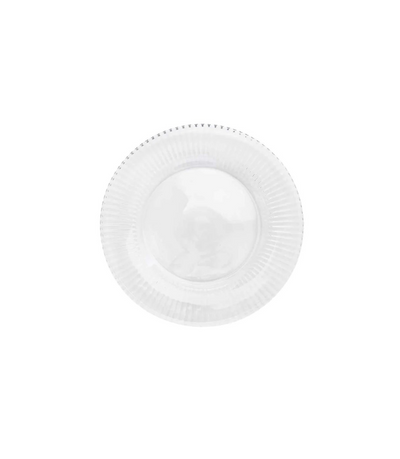 clear glass bread plate with ribbed rim