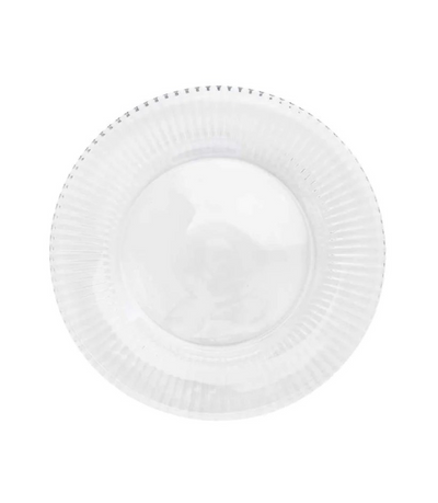 clear glass charger plate with ribbed rim