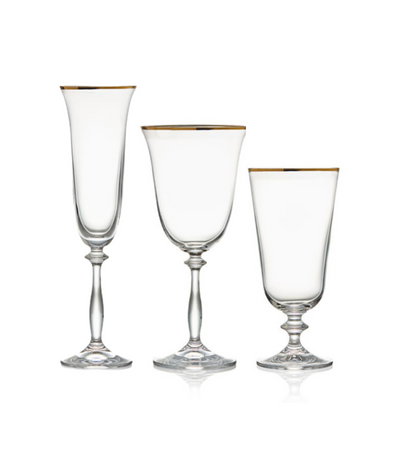 clear glassware with a thin gold rim and base