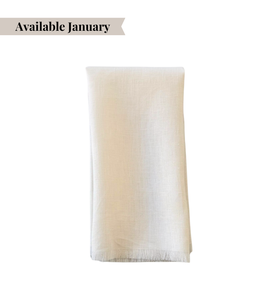 ivory fringe linen napkin