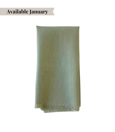 green fringe linen napkin 