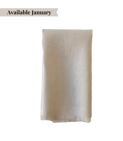 stone coloured fringe linen napkin