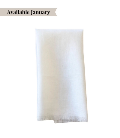 white fringe linen napkin