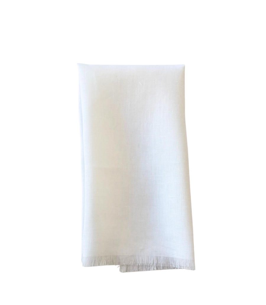 white fringe linen napkin