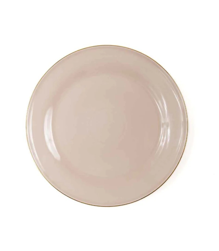 blush bread plate with thin gold trim