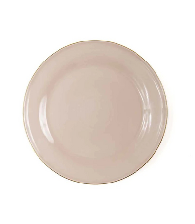 blush bread plate with thin gold trim