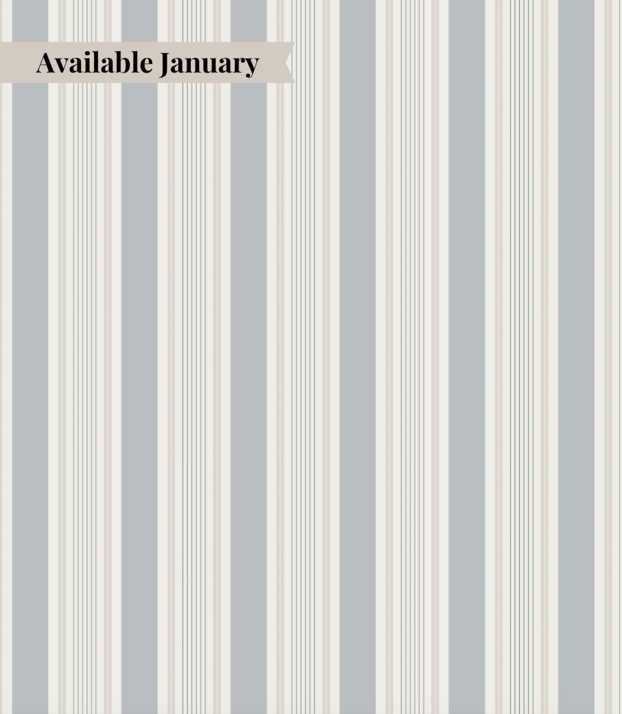 grey, beige striped tablecloth