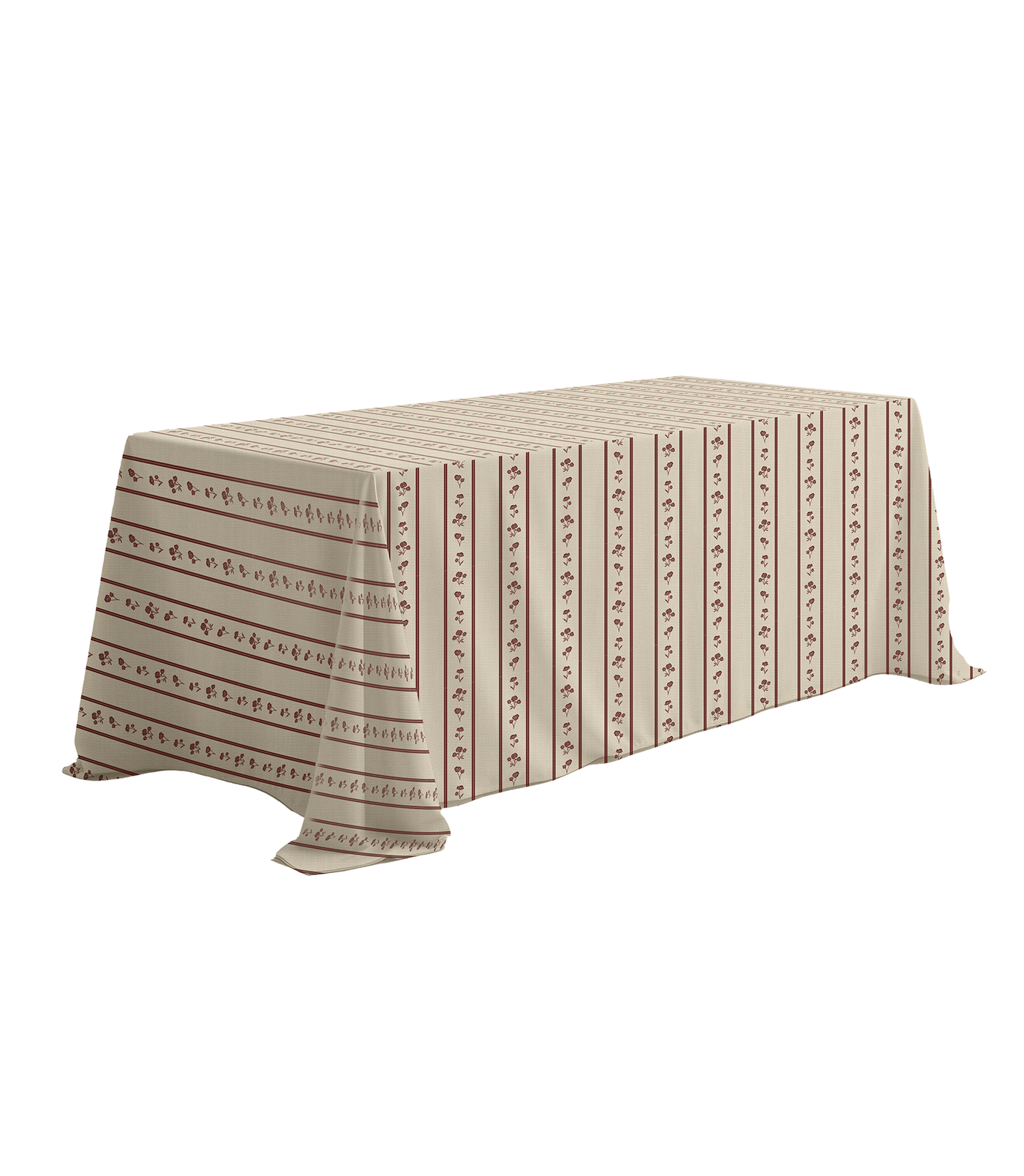 Maroon Floral Linen 132" Round