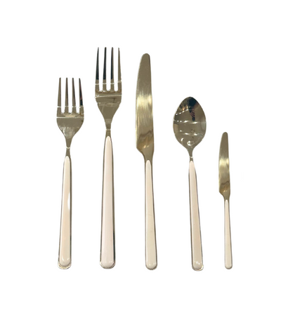 gold cutlery with cream handle
