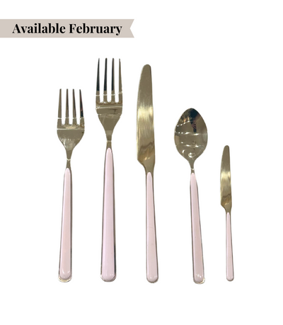 gold cutlery with pink handle
