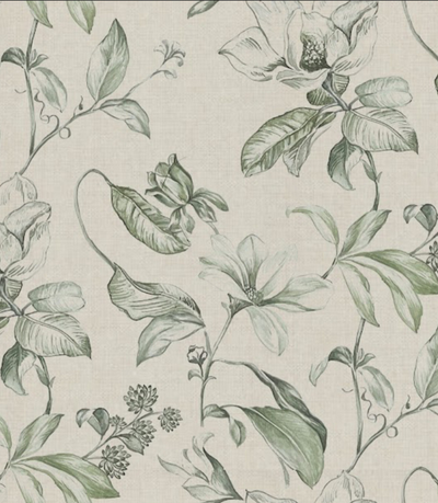 linen napkin with green floral print