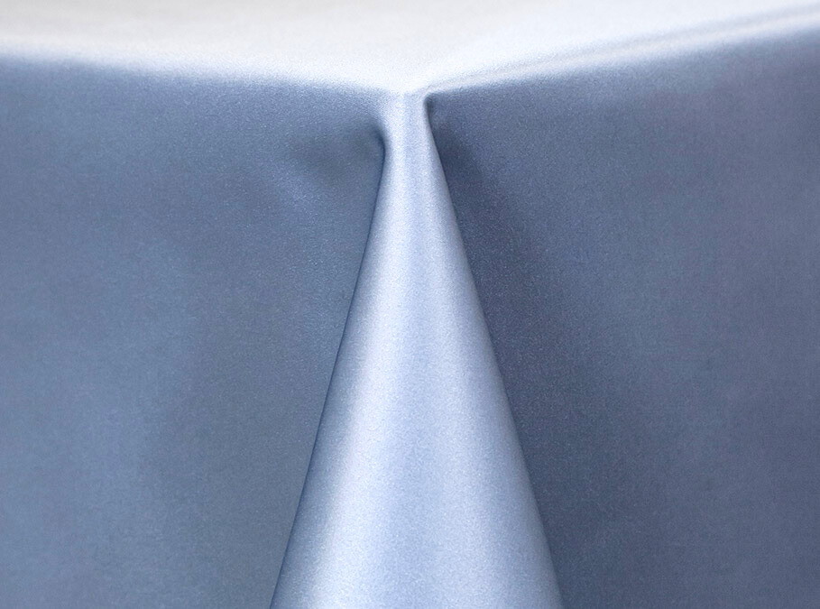 dusty blue satin tablecloth