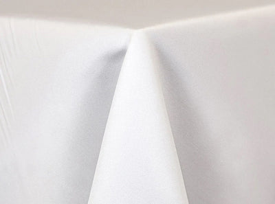 white matte satin linen tablecloth 