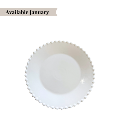 white bread plate with pearl edged pattern