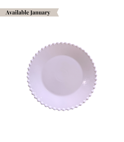 lilac bread plate with textured pearl rim