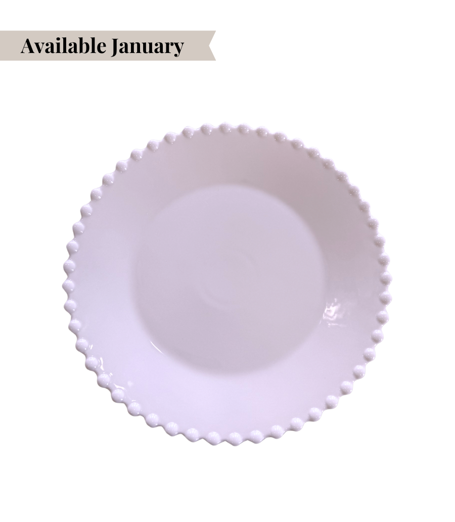 lilac dinner plate with textured pearl rim